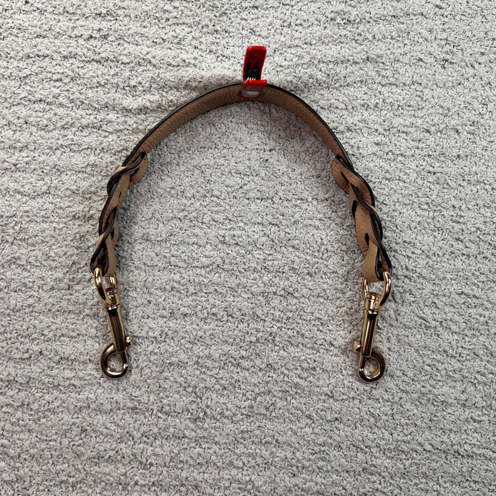 Coach Handbag Strap Braided Pebble Leather Tan OS Boho Luxury Classic Minimalist